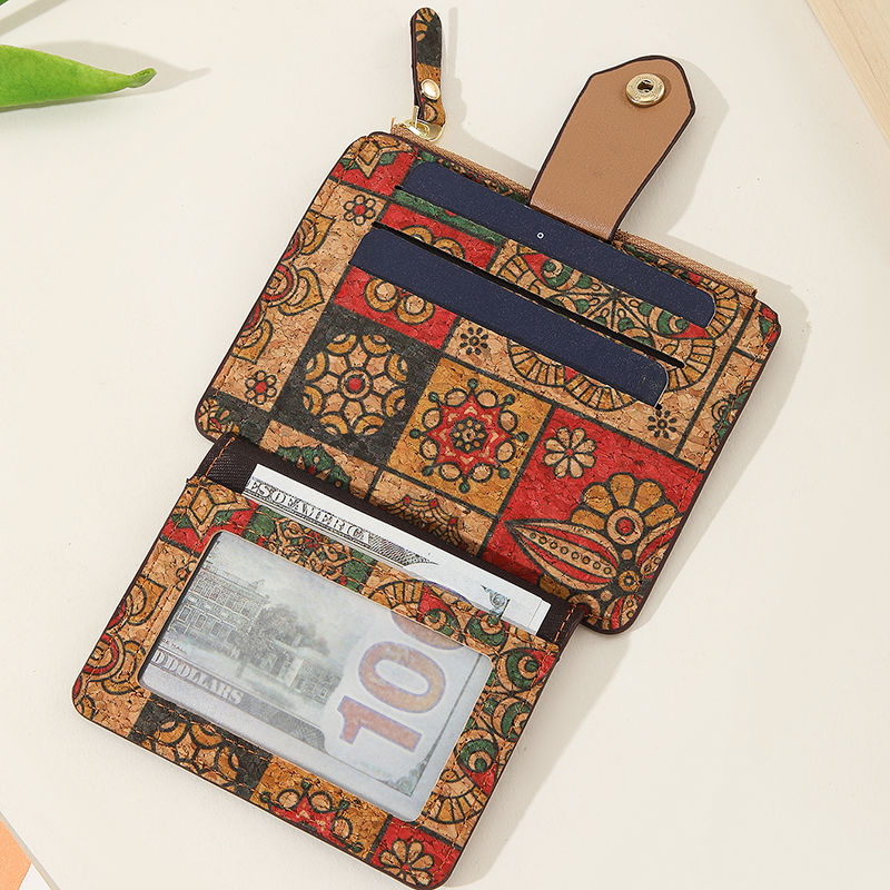 Classy Retro Exquisite Portugal Cork Zip Card Holder