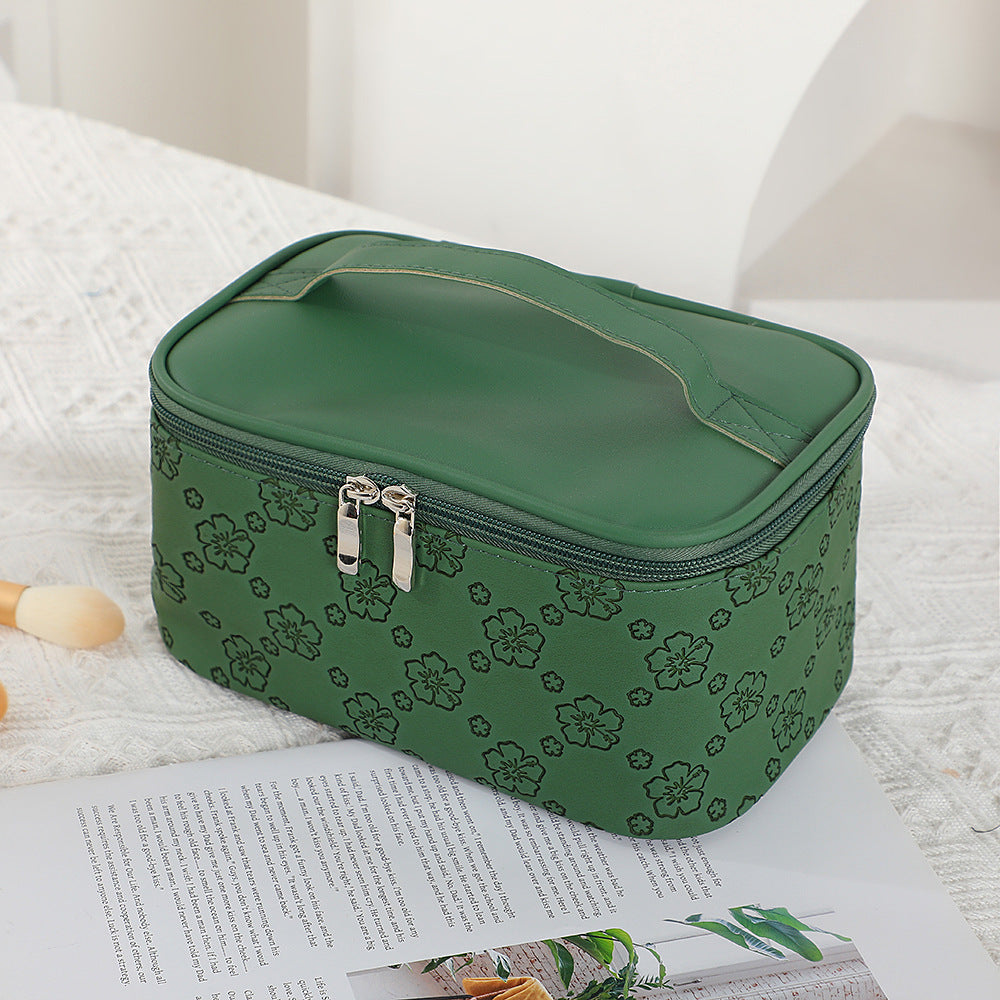 Women's Large Capacity Retro Embossing Storage Portable Outing Makeup Bag