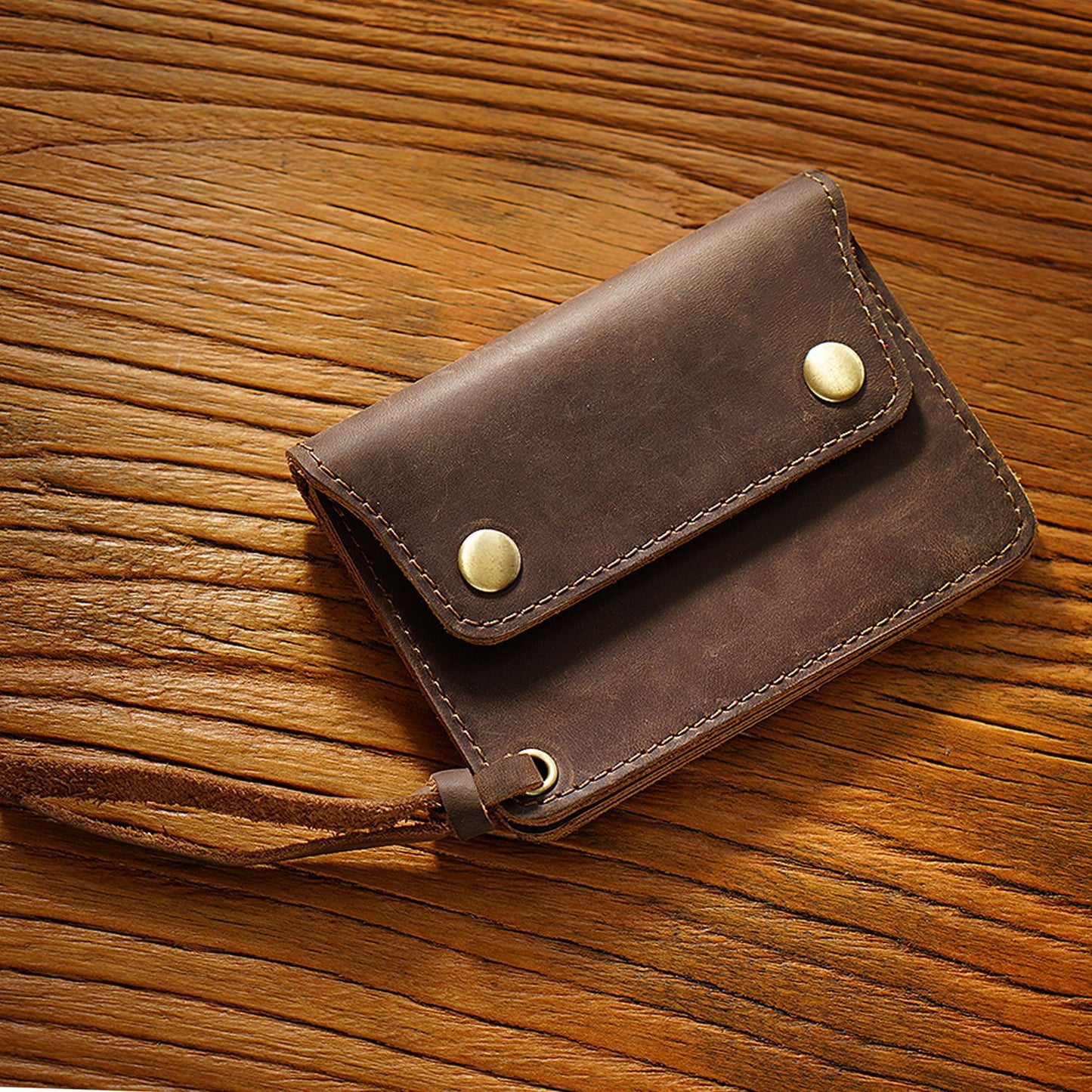 Simple Handmade Genuine Leather Short Vintage Crazy Card Holder