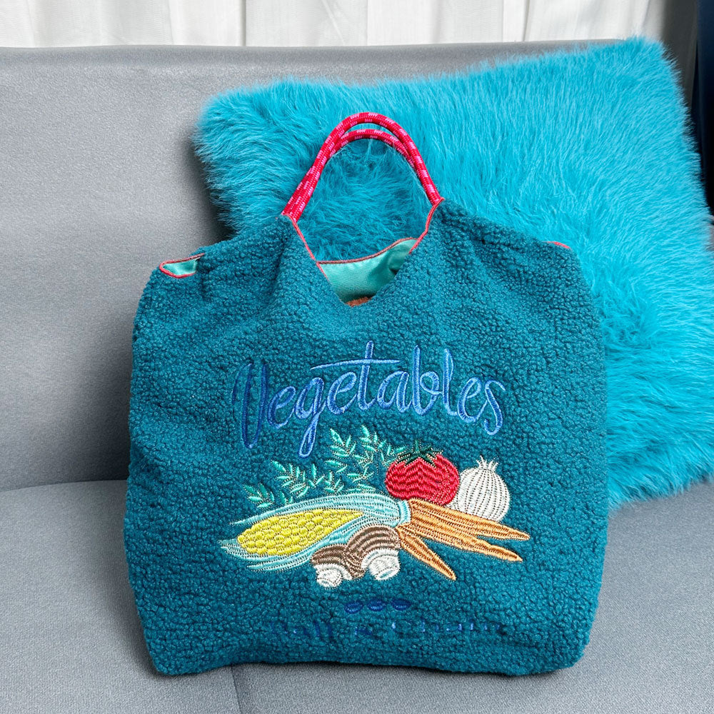 Embroidered Plush Green Shopping Simple Commute Women's Shoulder Bag