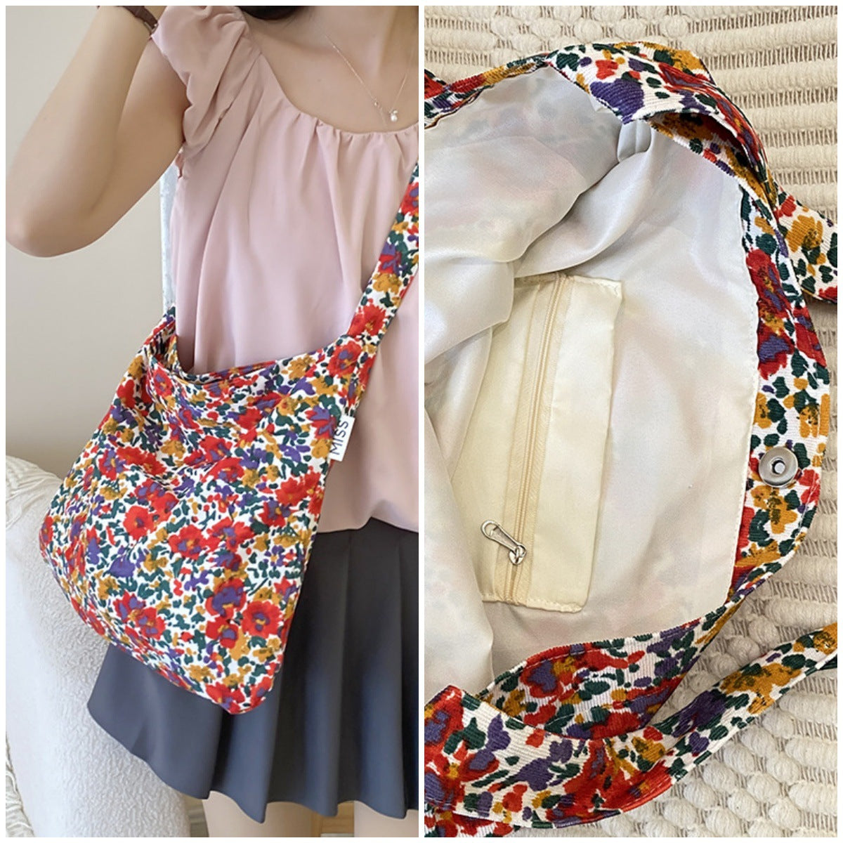 Thickened Canvas Printed Leopard Large Capacity Shoulder Bags