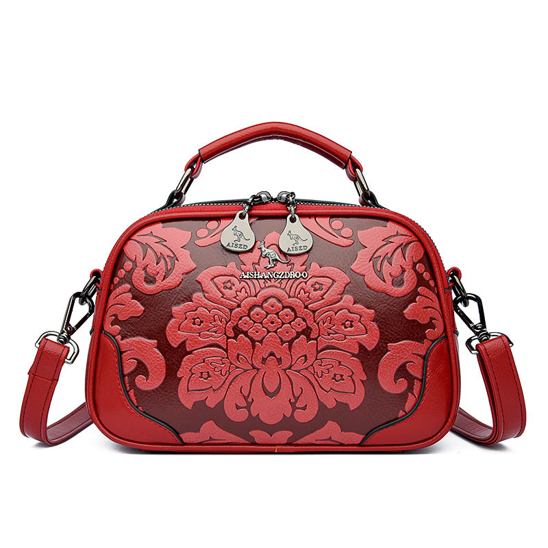 Women's Embossed Retro Stylish Personalized Mother Korean Women's Messenger Bag