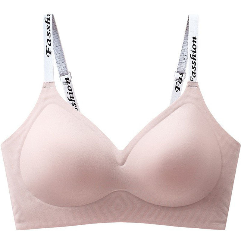 Women's Seamless Letter Shoulder Strap Underwear Small Chest Push Everyday Bras