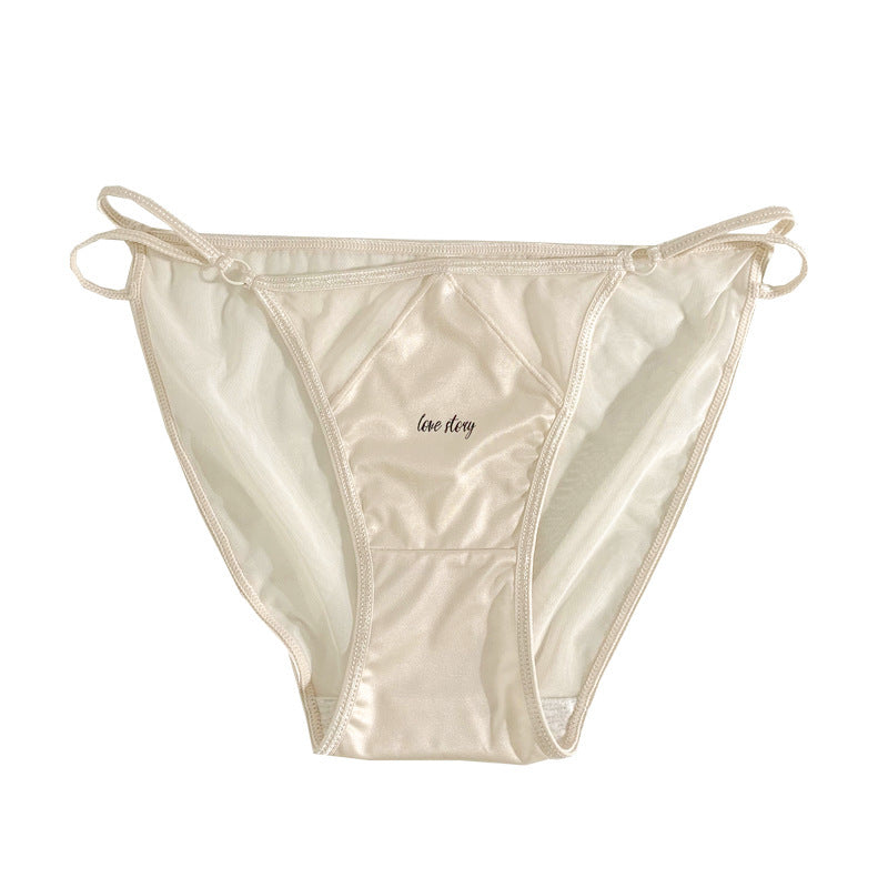Women's Low Waist High Slit Sexy Briefs Summer Thin Milk Panties