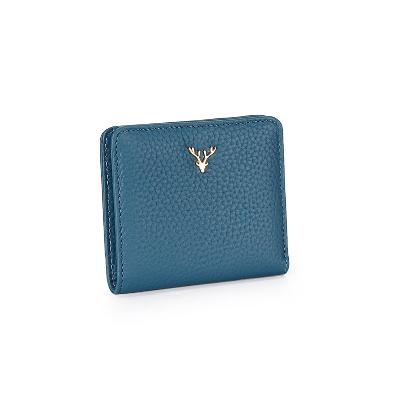 Women's Leather Short Fashion Full Cowhide Fold Purses