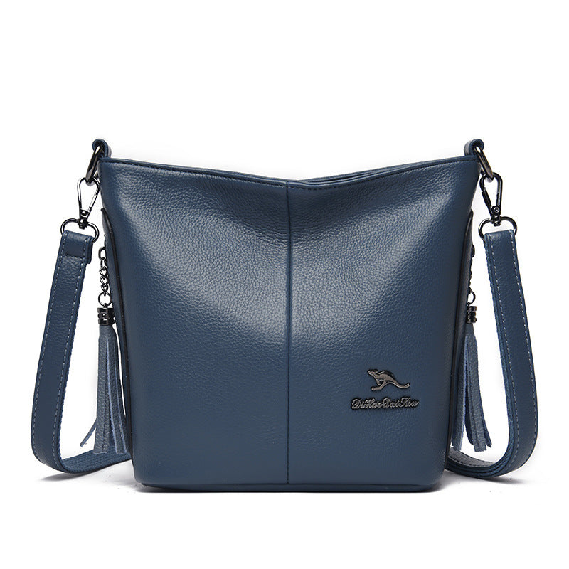 Women's Leather Large Capacity Fashion Mom Cross Bucket Bags