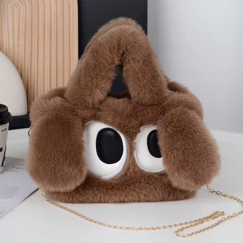 Children's Big Eye Dog Plush Chain Imitate Rex Rabbit Tote Bags