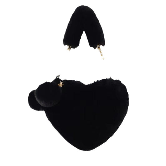 Women's Winter Versatile Korean Style Heart Shape Ball Handbags