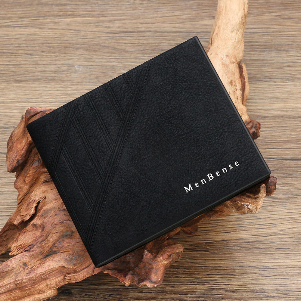 Men's Fashion Embossed Short Dark Line Hinge Men's Wallet