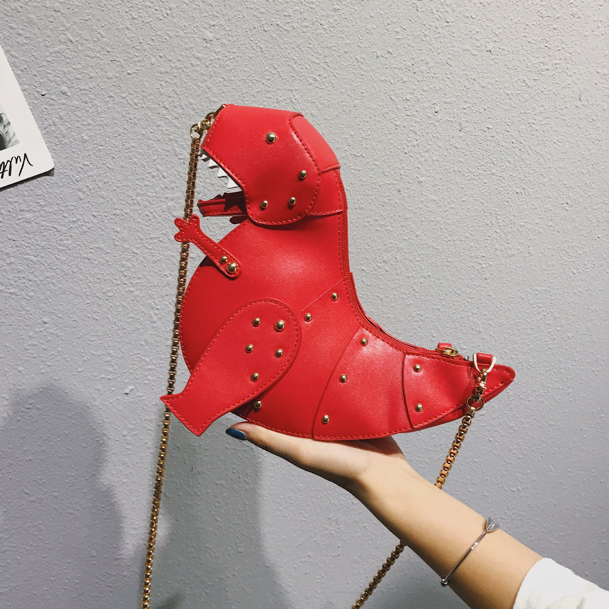Three-dimensional Dinosaur Personality Rivets Cartoon Animal Women's Shoulder Bag