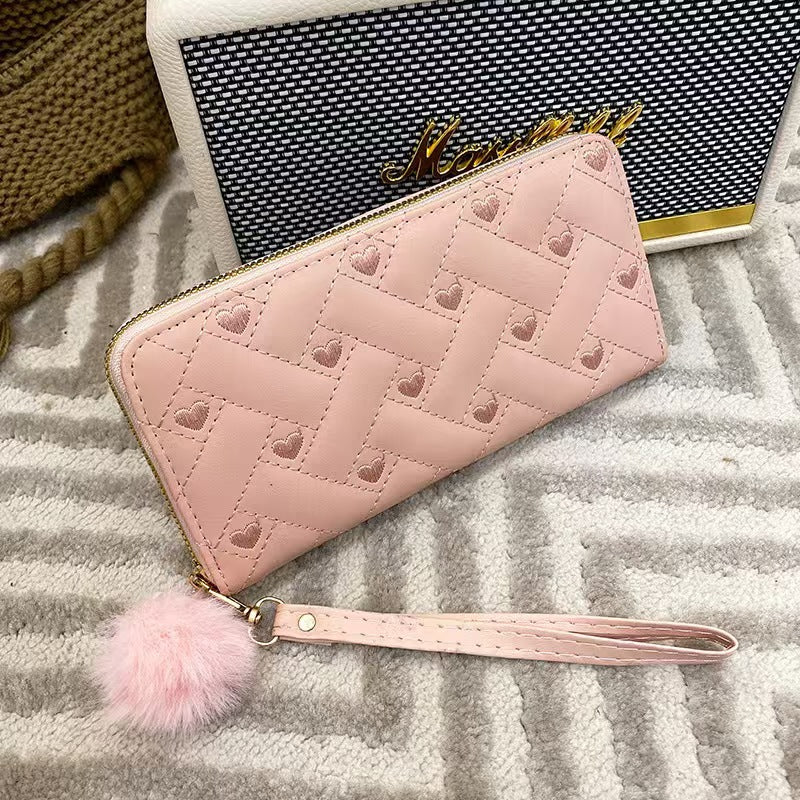 Women's Summer Indentation Mid-length Clutch Trendy Love Change Mobile Ladies Wallet
