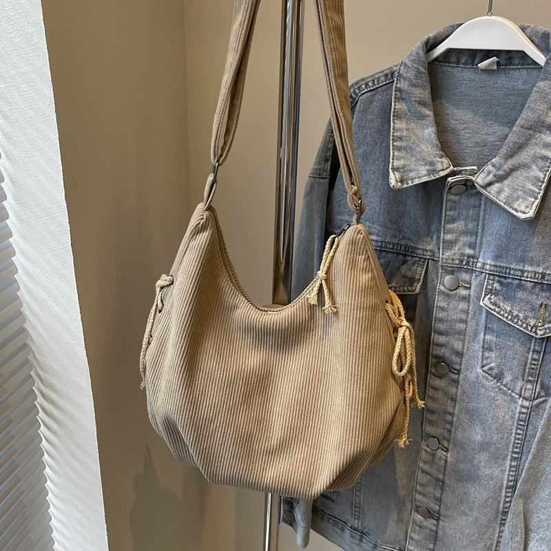 Women's Corduroy Large Capacity Leisure Cloth Class Commuting Women's Shoulder Bag