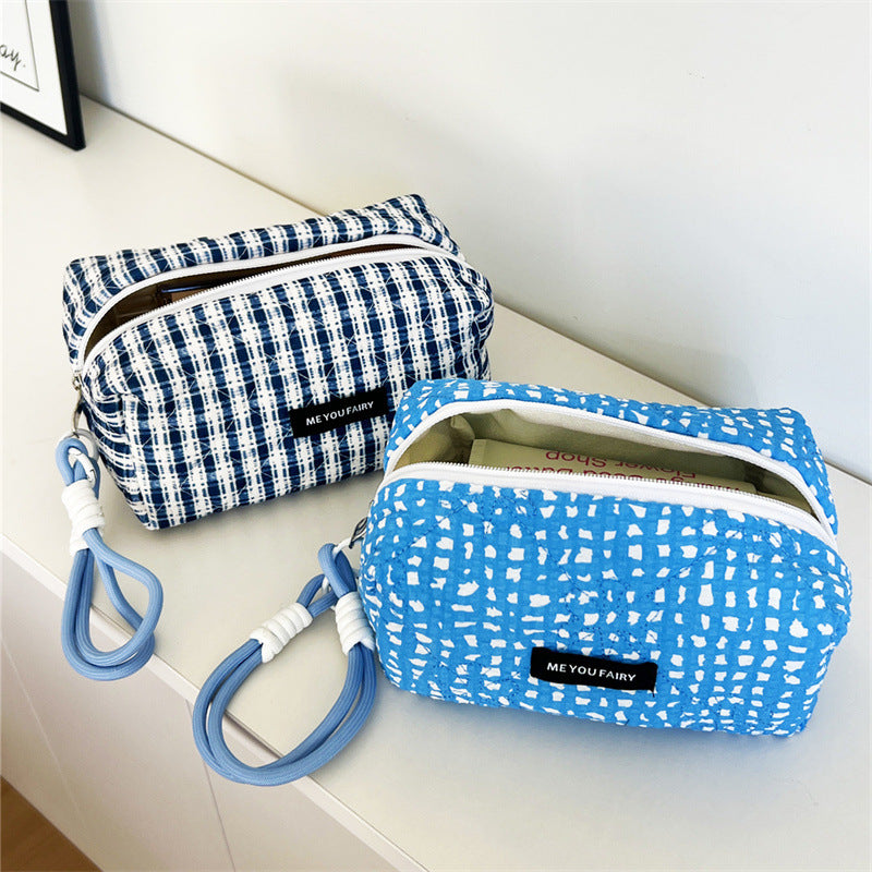 Blue Style Pattern Portable Buggy Large Makeup Bag
