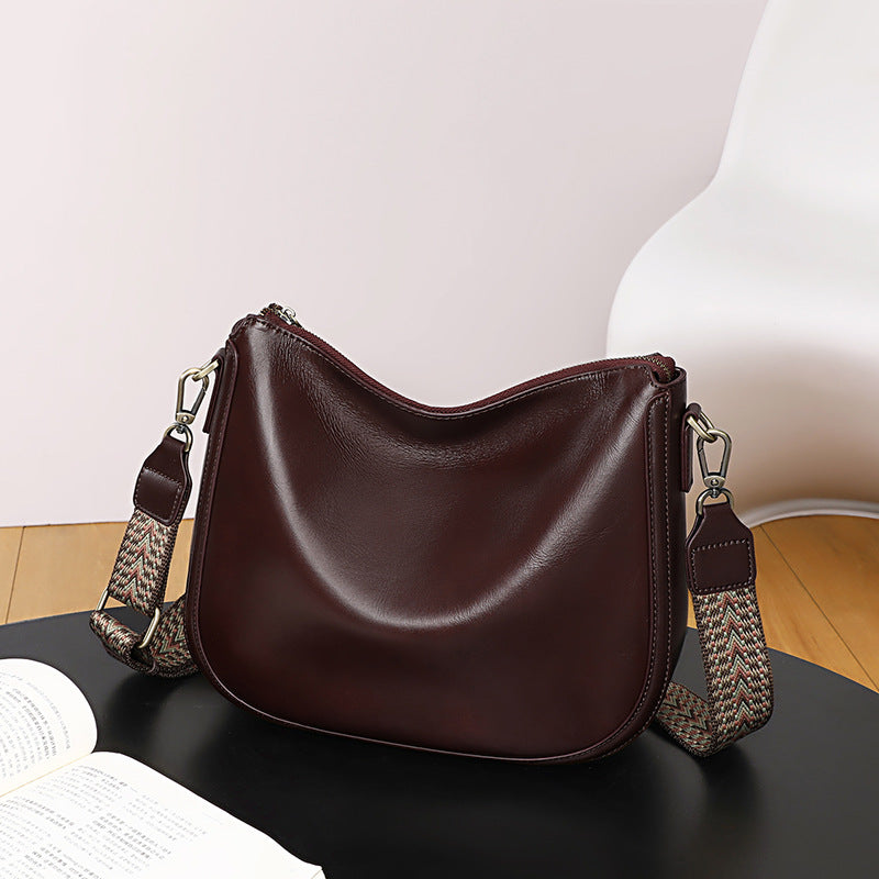 Women's Saddle Genuine Leather Versatile Large Capacity Women's Messenger Bag