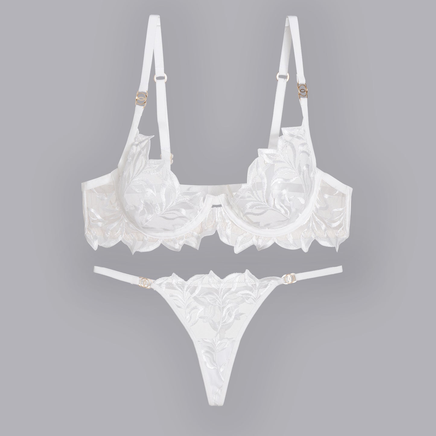Women's Classic Embroidery Two Suit Underwear Fishbone Bras