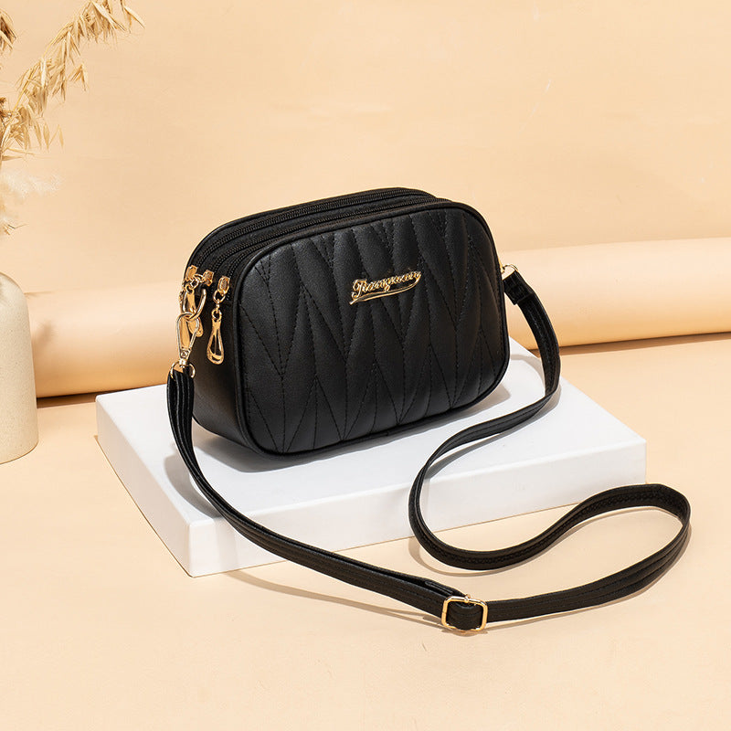 Zipper Fashion Simple Diamond Plaid Heart-shaped Wave Bags