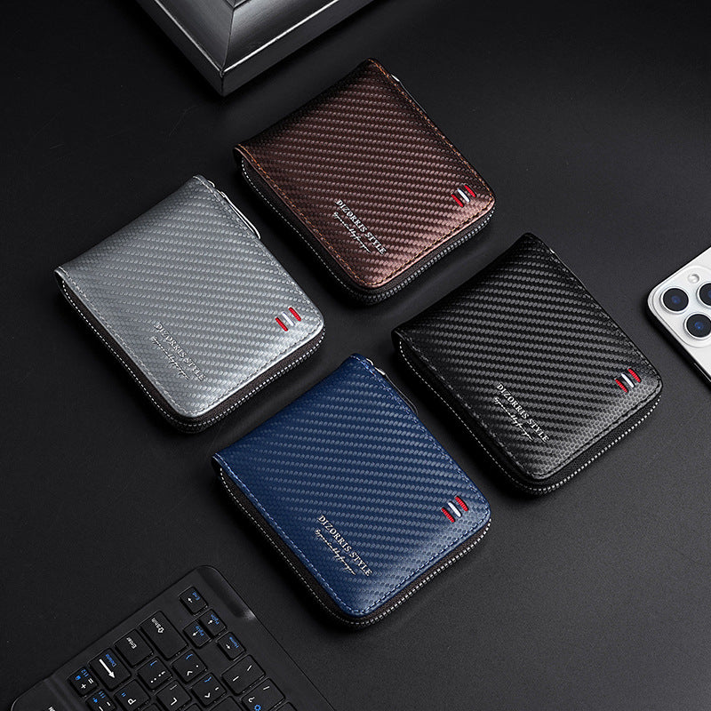 Men's Fashion Carbon Fiber Pattern Special Large Men's Wallet