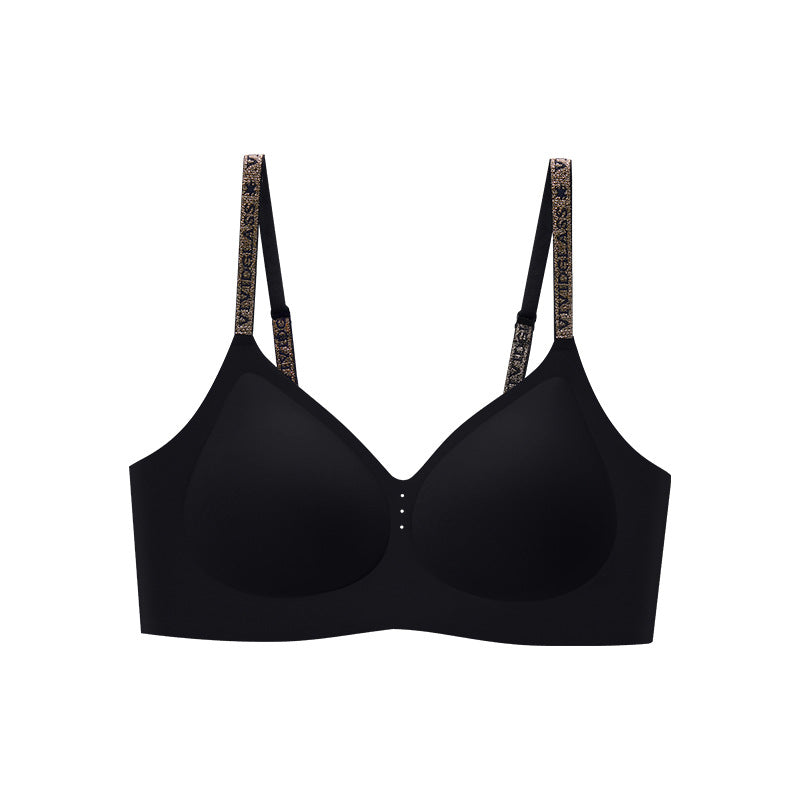 Glittering Colorful Letter Shoulder Strap Seamless Underwear Camellia Everyday Bras