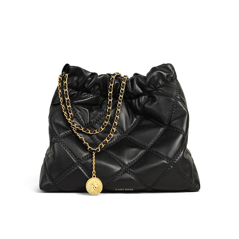 Women's Large Capacity Commuter Leather Chain Portable Bags