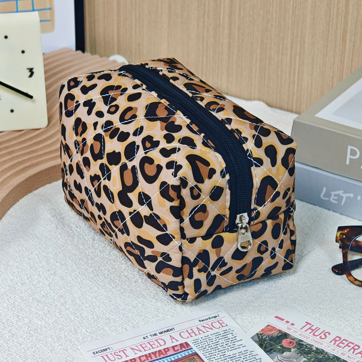 Bear Printing Vertical Large Capacity Portable Pillow Cosmetics Makeup Bag