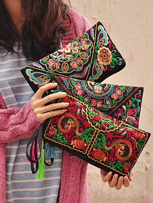 Ethnic Style Embroidered Long Retro Dinner Handbags