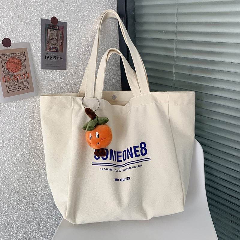 Women's Canvas Idle Style Artistic Simple Large Capacity Letter Bags
