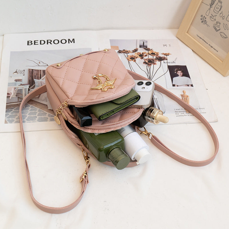 Fashion Embroidery Rhombus Cute Hardware Decoration Backpacks