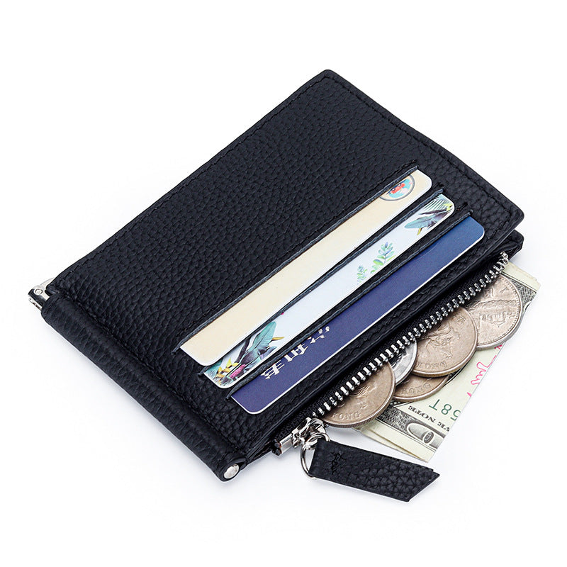 Women's & Men's Leather Dollar Clip Short Cash Zipper Purses
