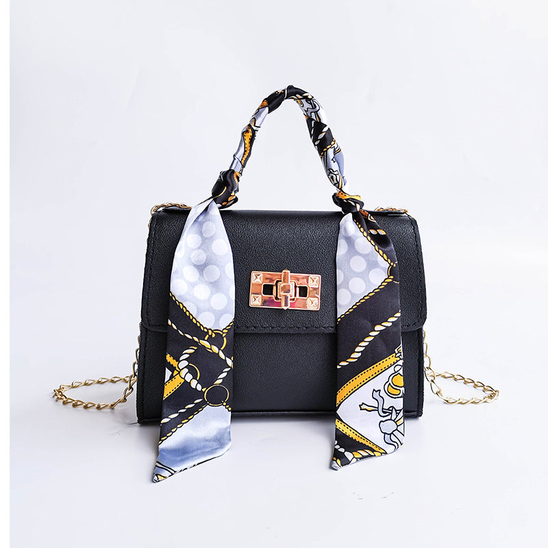 Women's Fashion Design Silk Scarf Mini Chain Handbags