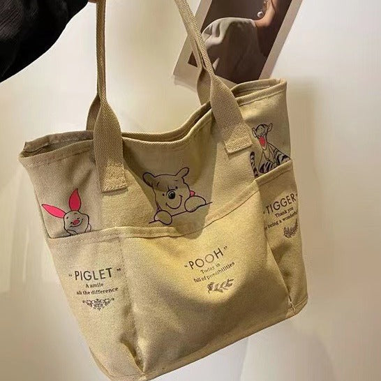 Retro Female Large Capacity Canvas Class Book Shoulder Bags