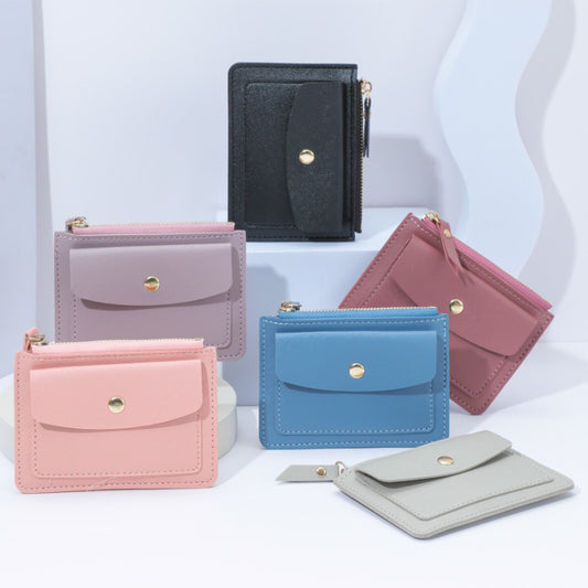Zipper Slot Female Candy Color Crocodile Card Holder