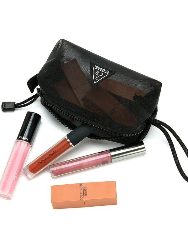 Elegant Counter Black High-grade Mesh Portable Cosmetic Bags