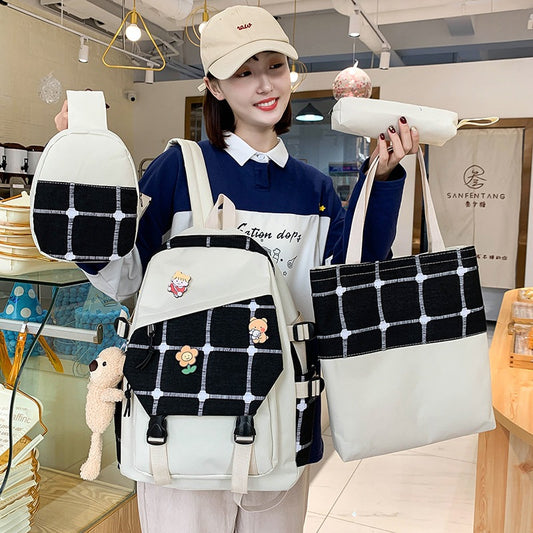 Women's Korean Fashion Plaid Grade To Primary Junior Backpacks