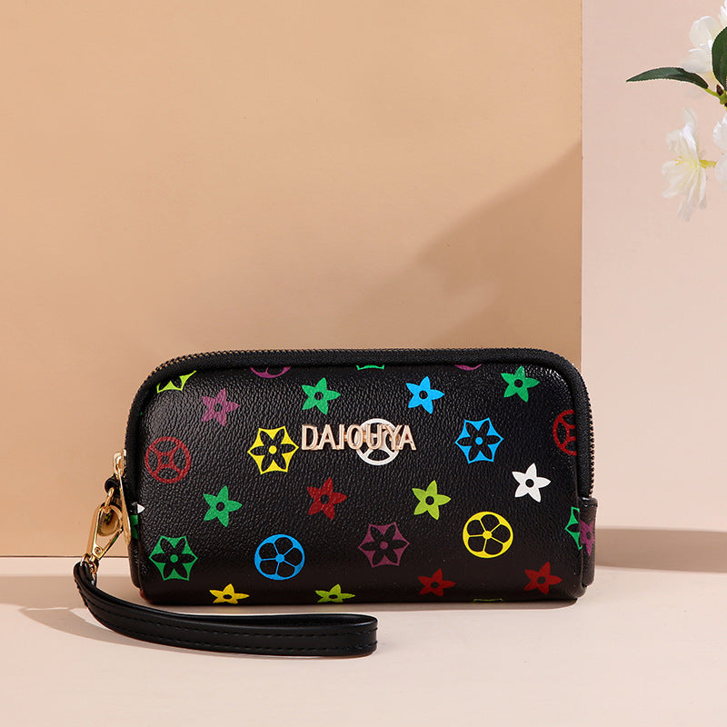 Women's Cell Double Layer Zipper Long Handbags