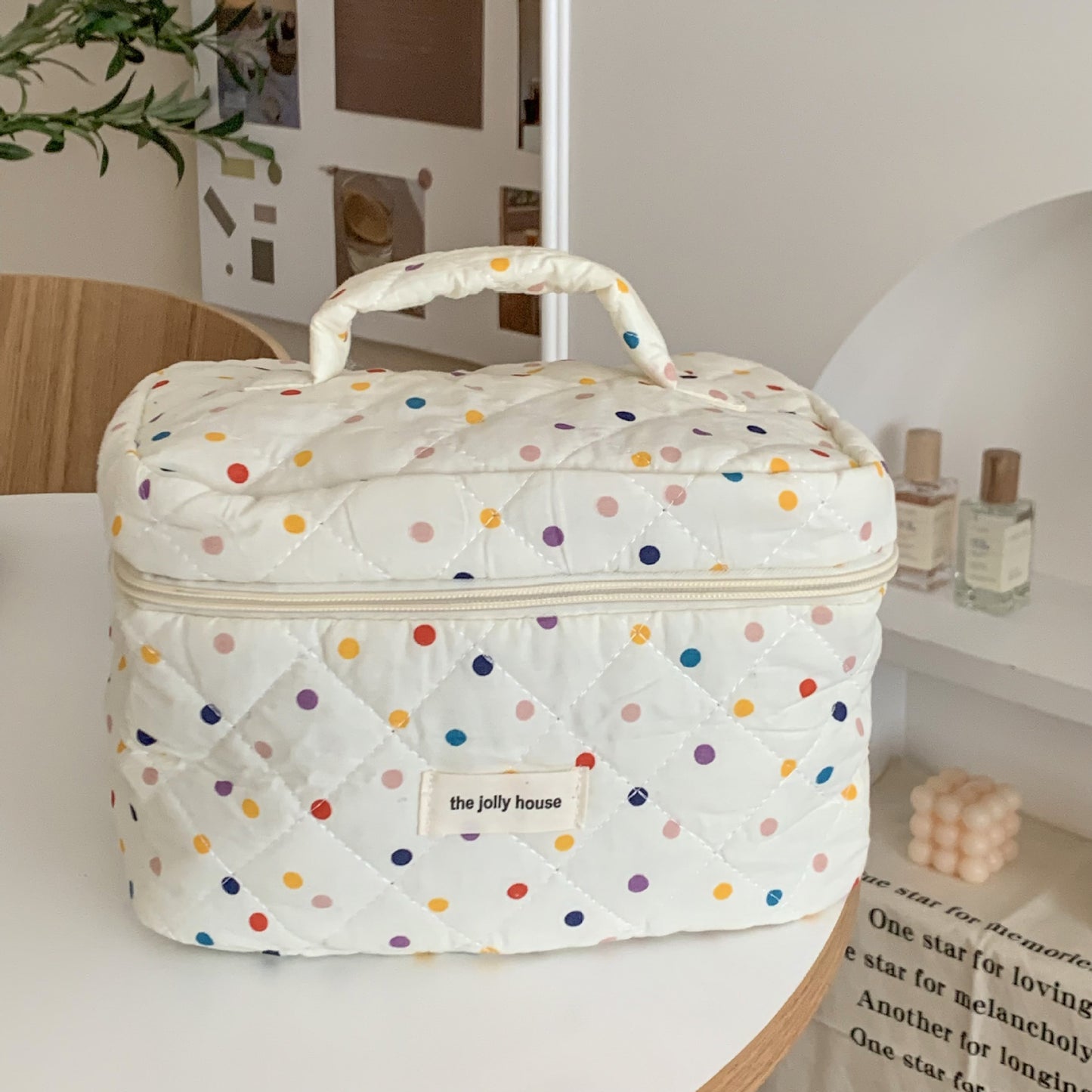 Polka Dot Storage Cotton Female Portable Cosmetic Bags