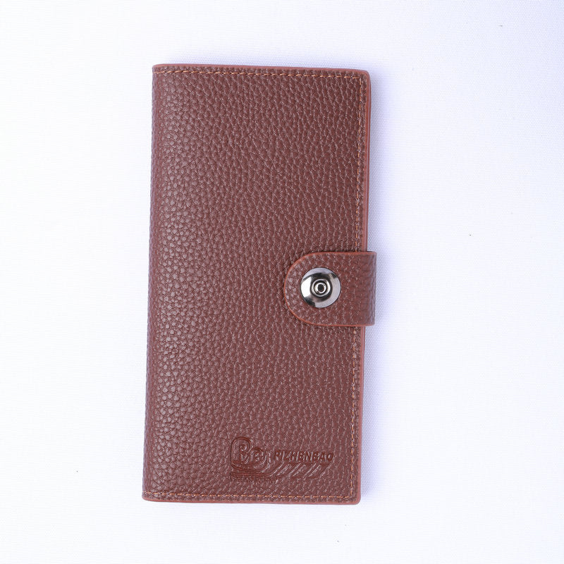 Men's Simple Portable Long Leather Multiple Slots Change Men's Wallet