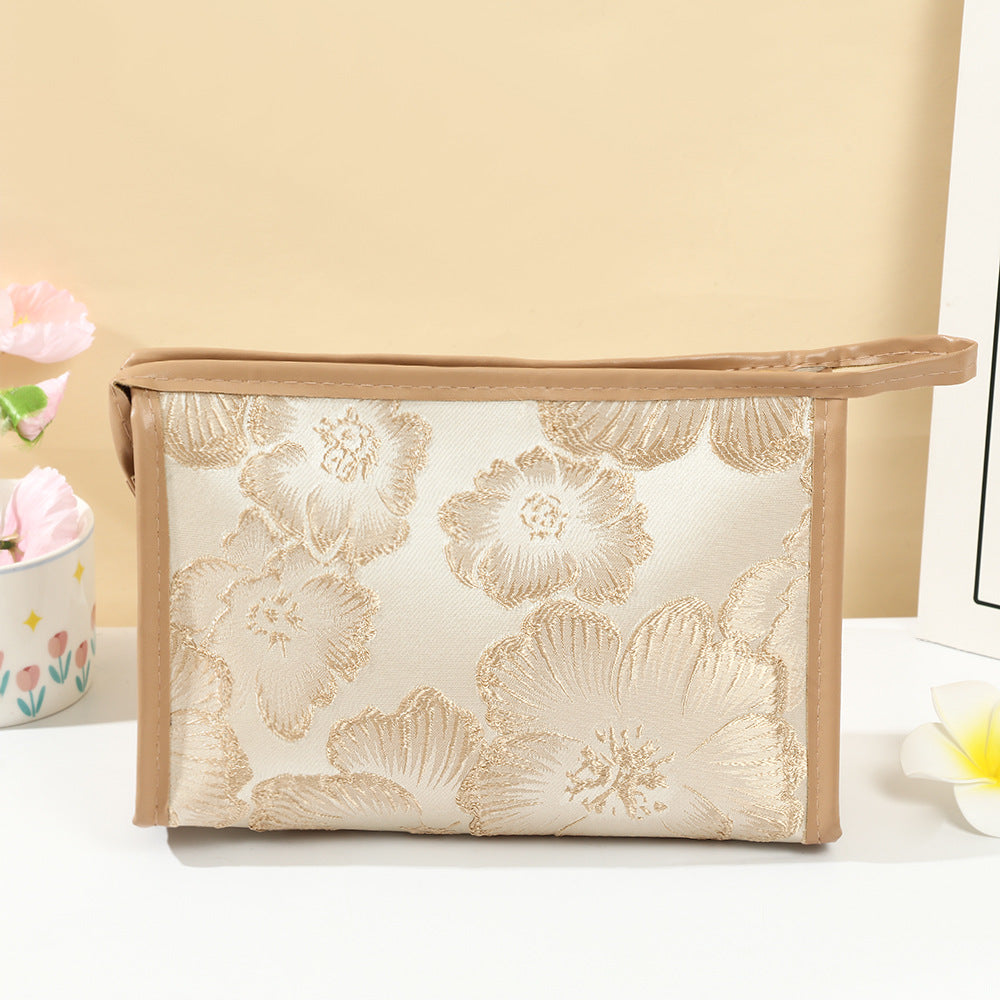 Vintage Flower Fashion Clutch Large Capacity Portable Makeup Bag