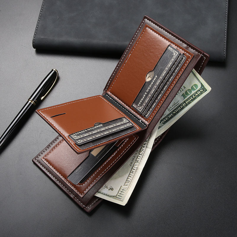 Men's Short Green Thin Soft Leather Simple Fashion Men's Wallet