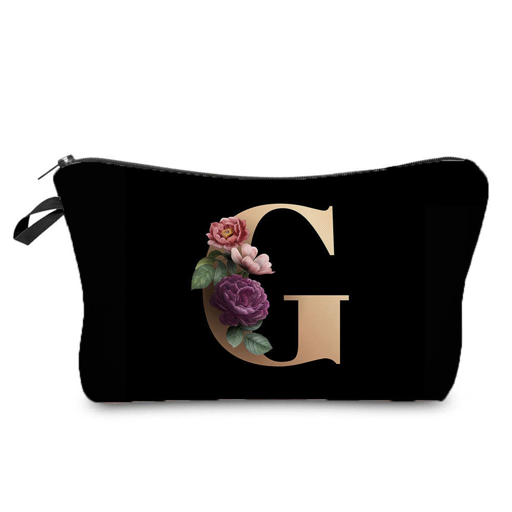 Gold Letter Printing Portable Toiletry Storage Cosmetic Bags