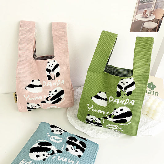 Panda Vest Knitted Large Capacity Totes Handbags