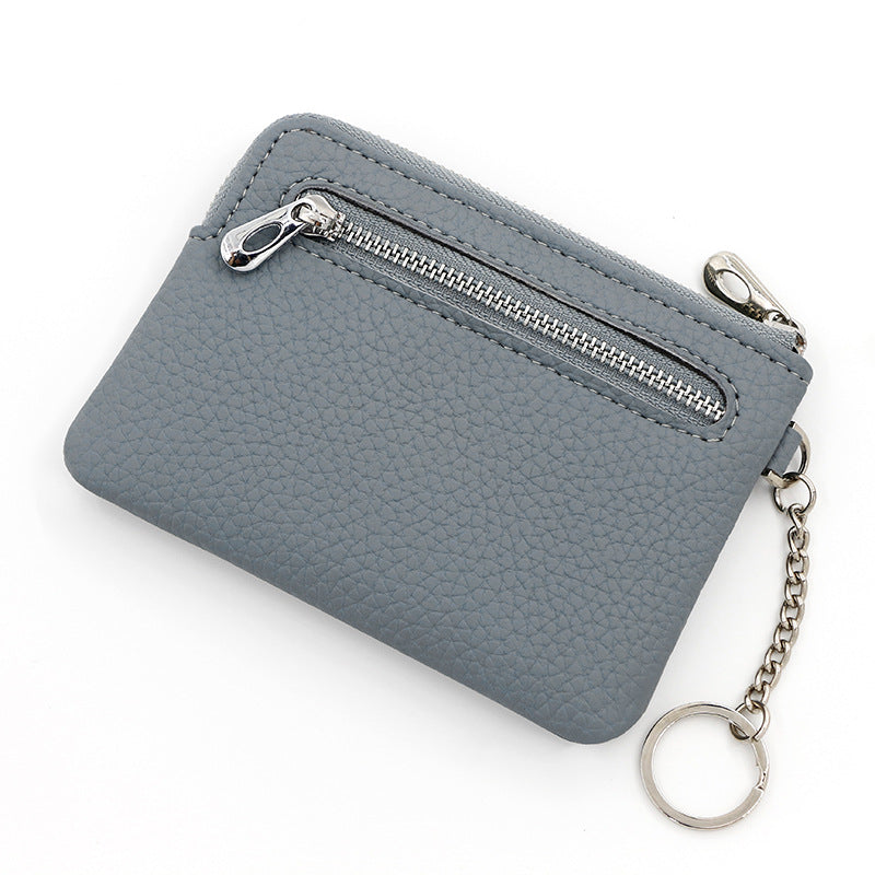 Litchi Pattern Zipper Dark Cell Multifunctional Card Holder