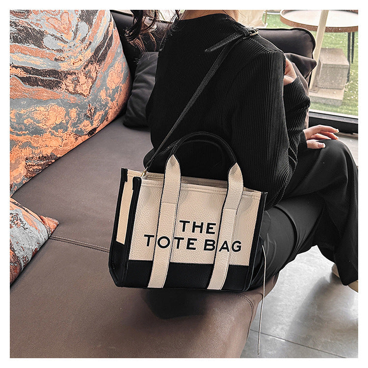 Women's Fashion Stitching Contrast Color Portable High Handbags