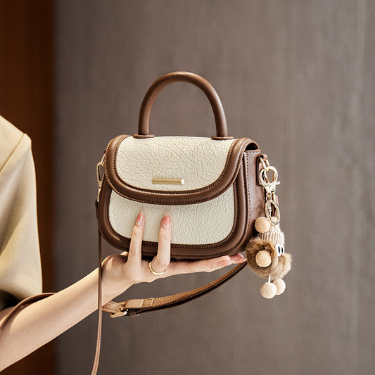 New Women's Contrast Color Saddle Leather Handbags
