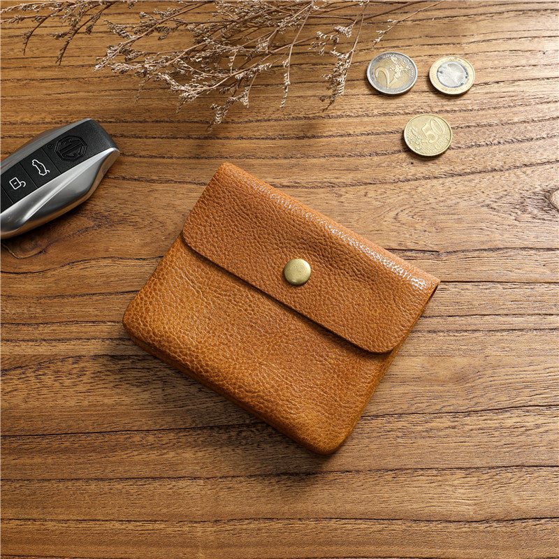 Women's & Men's Vegetable Tanned Leather Cowhide Short Genuine Leisure Simple Green Ladies Wallet