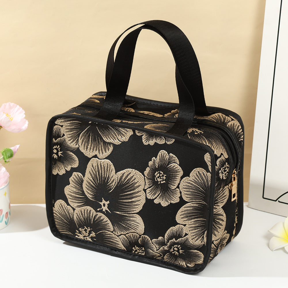 Vintage Flower Fashion Clutch Large Capacity Portable Makeup Bag