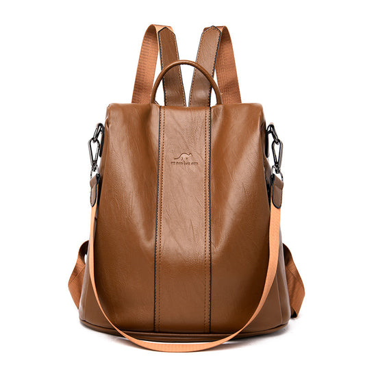 Women's Female Versatile Large Capacity Soft Leather Backpacks