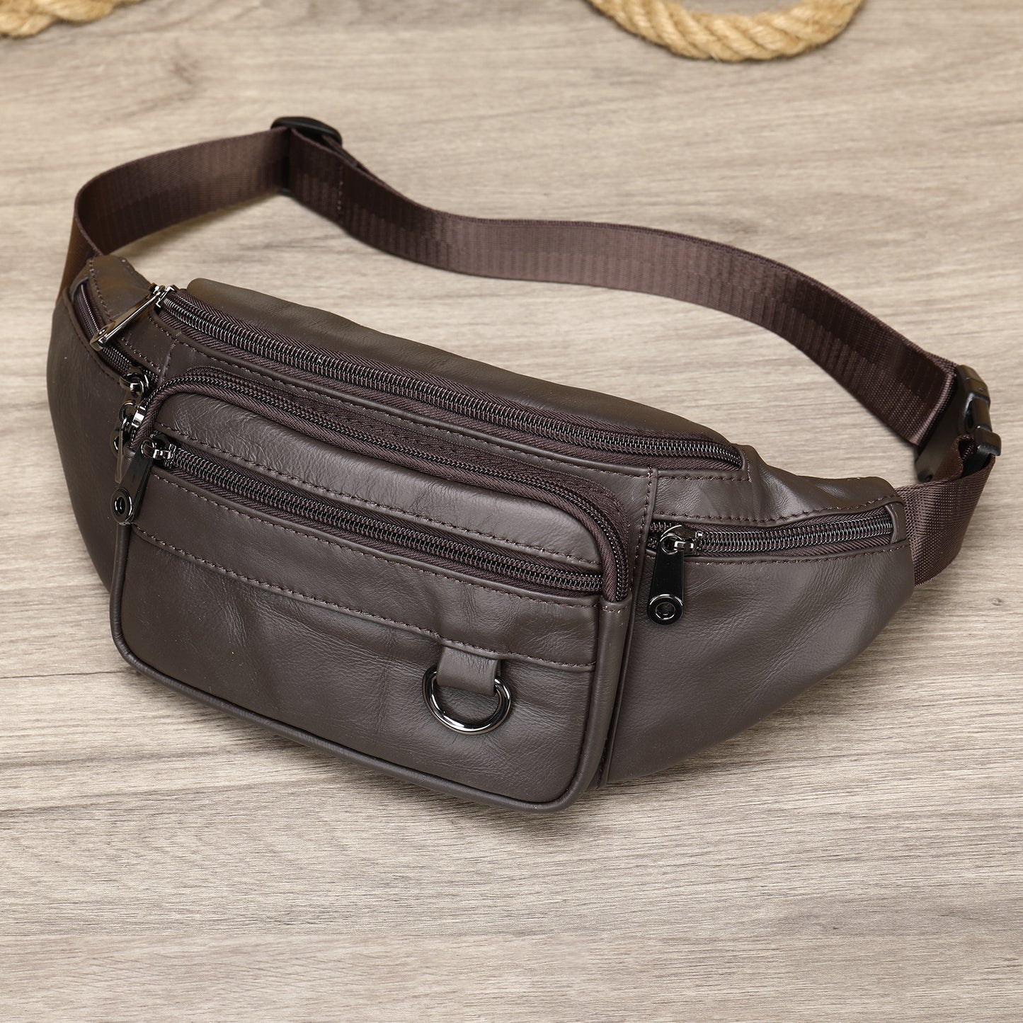 Men's Business Sheepskin Pocket Black Mobile Leisure Men's Waist Packs