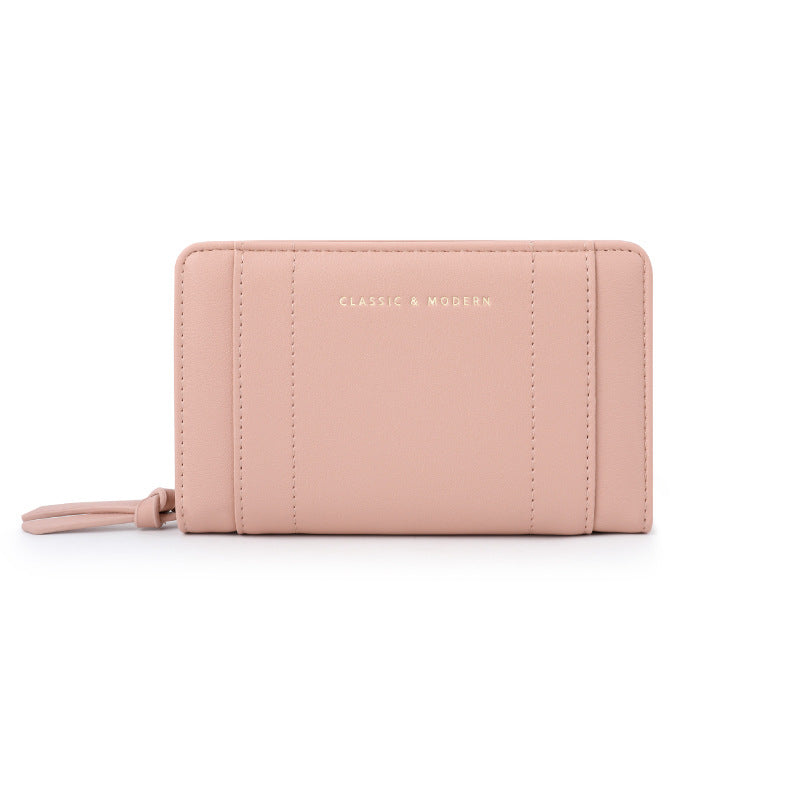 Large Capacity Design Solid Color Two Ladies Wallet