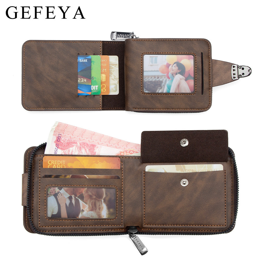 Men's Short Business Zipper Multiple Slots Large Capacity Men's Wallet