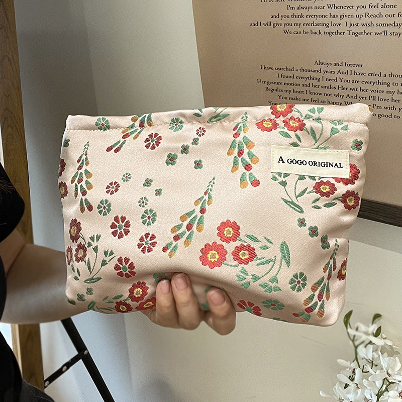 Blossom Canvas Portable Skin Care Buggy Out Makeup Bag